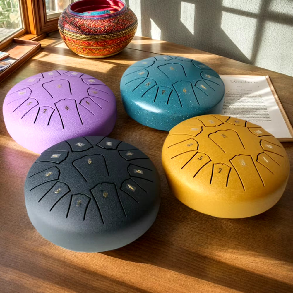 6/3 Inch 11/6 Notes Mini Handpan Drum Finger Picks Percussion Instruments Sound Healing Steel Tongue Drum for Meditation Yoga